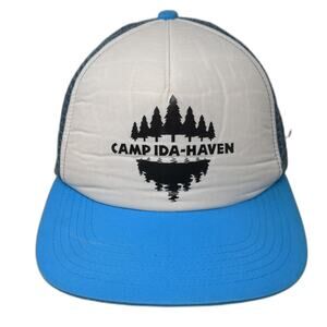Camp Ida-Haven Snapback Trucker Hat Blue One Size Mesh Back Stephen Joseph